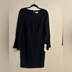 Calvin Klein Women's Chiffon Bell Sleeve Sheath Dress